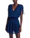Ramy Brook Fernanda Metallic Thread Detail Clip Dot Minidress In Blue