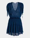 Ramy Brook Fernanda Metallic Thread Detail Clip Dot Minidress In Blue
