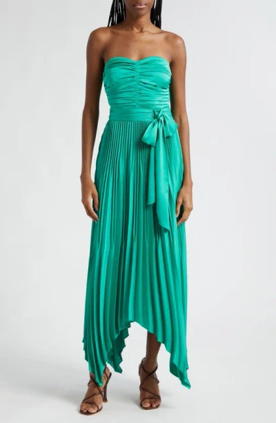 Ramy Brook Fernanda Ruched Pleated Strapless Maxi Dress In Sea Green