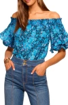 Ramy Brook Fiona Off-the-shoulder Blouse In Spring Navy Petal