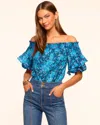 Ramy Brook Fiona Off-the-shoulder Blouse In Navy Petal