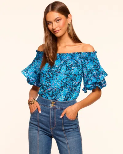 Ramy Brook Fiona Off-the-shoulder Blouse In Spring Navy Petal