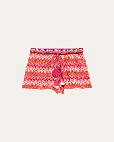 Ramy Brook Fleming Chevron Knit Shorts In Pink Chevron