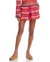 Ramy Brook Fleming Cover-up Shorts In Pink Chevron
