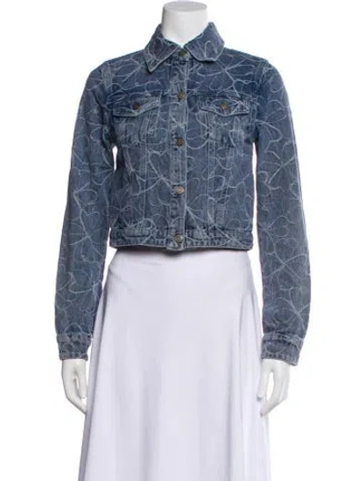 Pre-owned Ramy Brook Floral Print Denim Jacket W/ Tags In Multi