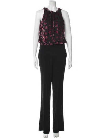 Pre-owned Ramy Brook Floral Print Halterneck Jumpsuit In Black
