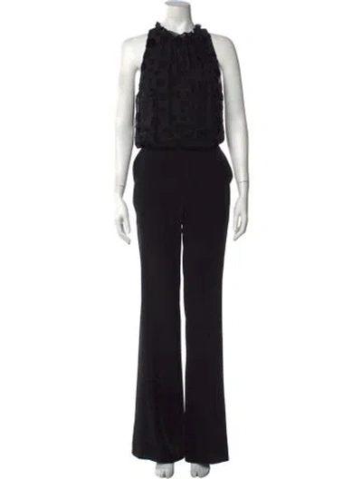Pre-owned Ramy Brook Floral Print Halterneck Jumpsuit W/ Tags In Black/neutrals
