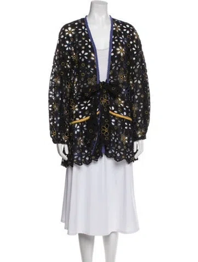 Pre-owned Ramy Brook Floral Print Jacket In Black