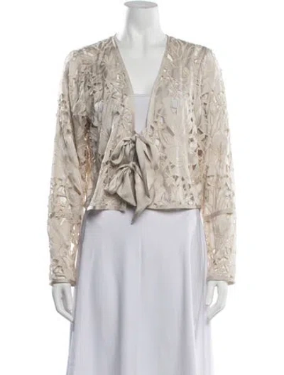 Pre-owned Ramy Brook Floral Print Jacket In Neutrals
