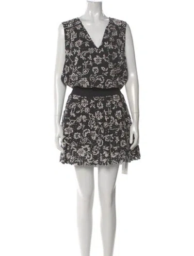 Pre-owned Ramy Brook Floral Print Knee-length Dress In Black