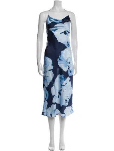 Pre-owned Ramy Brook Floral Print Knee-length Dress In Blue