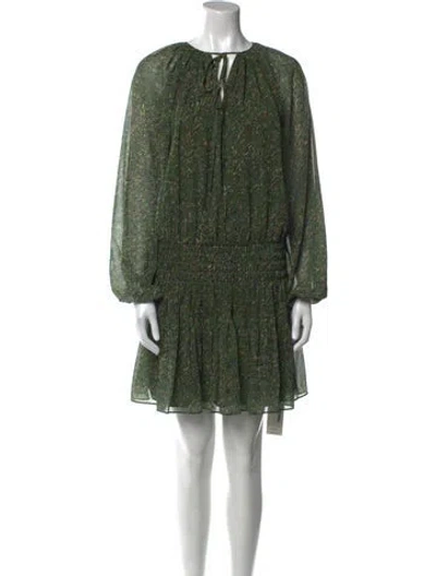 Pre-owned Ramy Brook Floral Print Knee-length Dress In Green