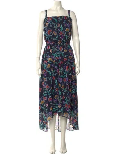 Pre-owned Ramy Brook Floral Print Long Dress In Blue