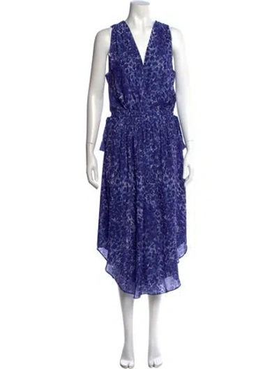 Pre-owned Ramy Brook Floral Print Long Dress In Blue