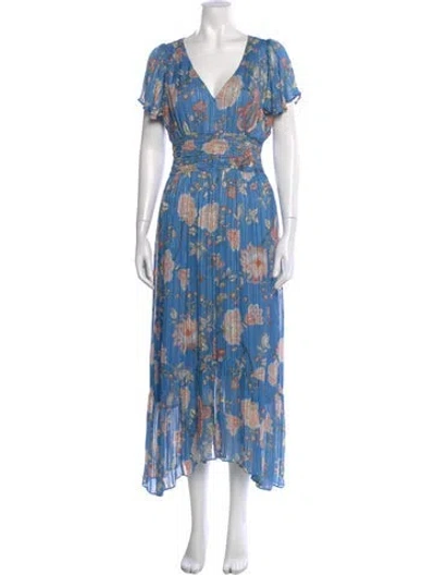 Pre-owned Ramy Brook Floral Print Long Dress In Blue