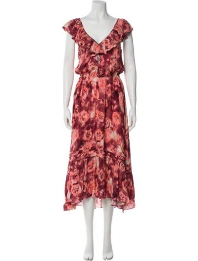 Pre-owned Ramy Brook Floral Print Long Dress In Multi