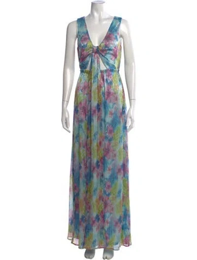 Pre-owned Ramy Brook Floral Print Long Dress In Multi