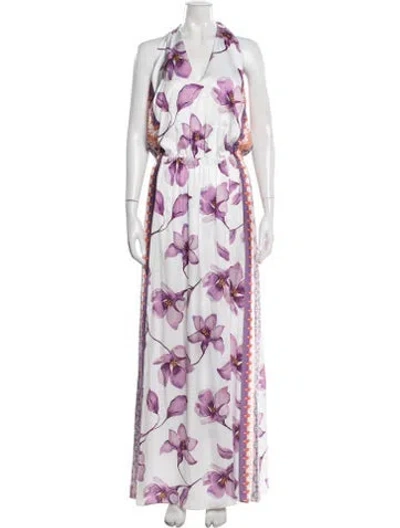 Pre-owned Ramy Brook Floral Print Long Dress In Multicolor