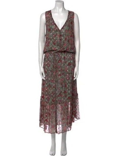 Pre-owned Ramy Brook Floral Print Long Dress In Neutral
