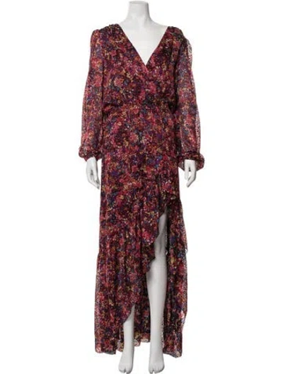 Pre-owned Ramy Brook Floral Print Long Dress In Red