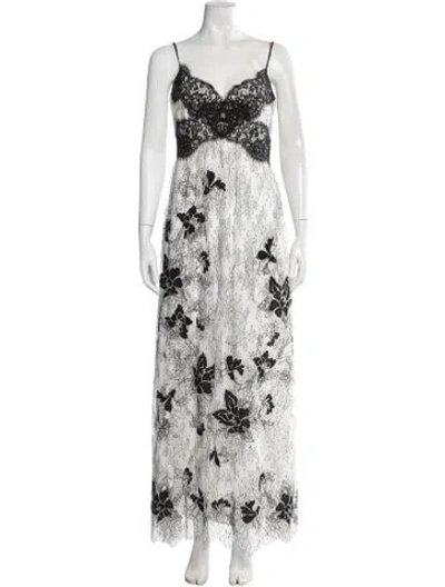 Pre-owned Ramy Brook Floral Print Long Dress W/ Tags In White