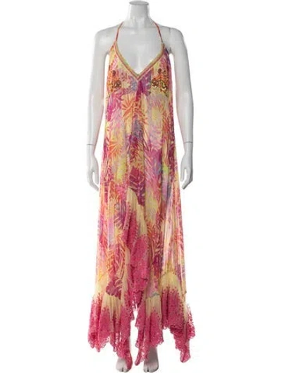 Pre-owned Ramy Brook Floral Print Long Dress In Yellow