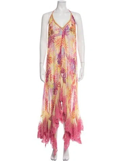 Pre-owned Ramy Brook Floral Print Long Dress In Yellow