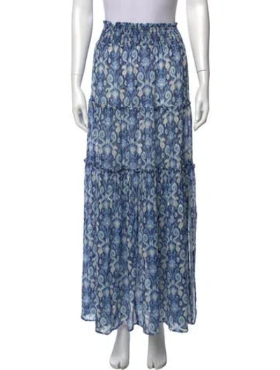 Pre-owned Ramy Brook Floral Print Long Skirt In Blue