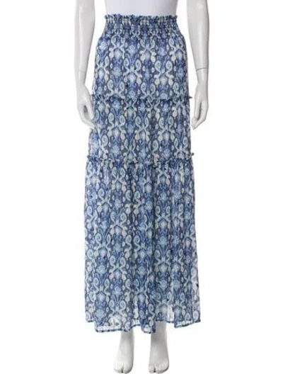 Pre-owned Ramy Brook Floral Print Long Skirt In Blue