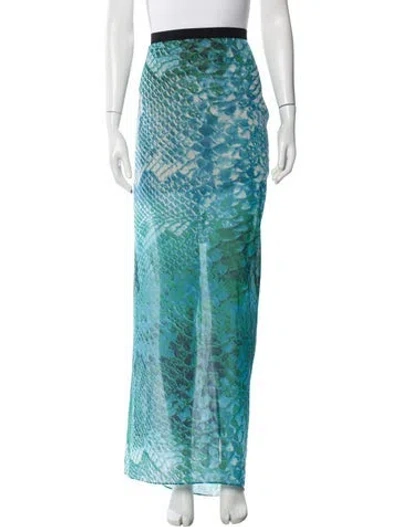 Pre-owned Ramy Brook Floral Print Long Skirt In Blue