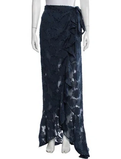 Pre-owned Ramy Brook Floral Print Long Skirt In Blue