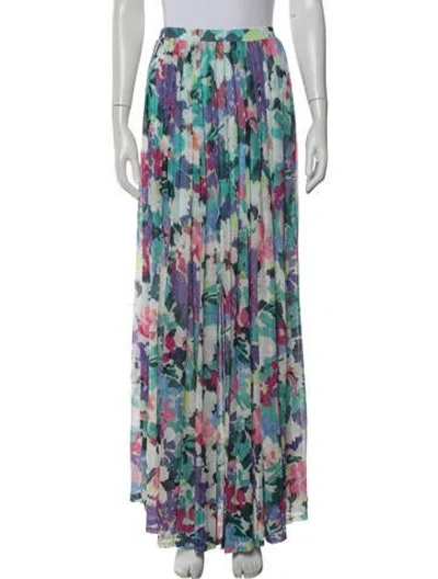 Pre-owned Ramy Brook Floral Print Long Skirt W/ Tags In Green
