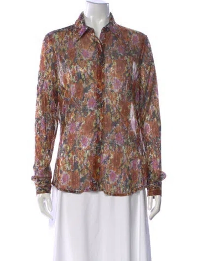 Pre-owned Ramy Brook Floral Print Long Sleeve Blouse W/ Tags In Multi