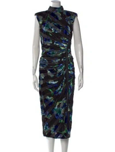 Pre-owned Ramy Brook Floral Print Midi Length Dress In Black