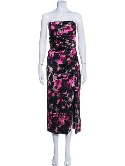 Pre-owned Ramy Brook Floral Print Midi Length Dress In Black