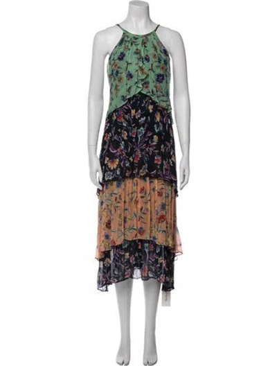 Pre-owned Ramy Brook Floral Print Midi Length Dress In Blue