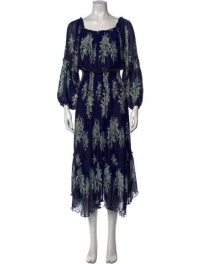 Pre-owned Ramy Brook Floral Print Midi Length Dress In Blue