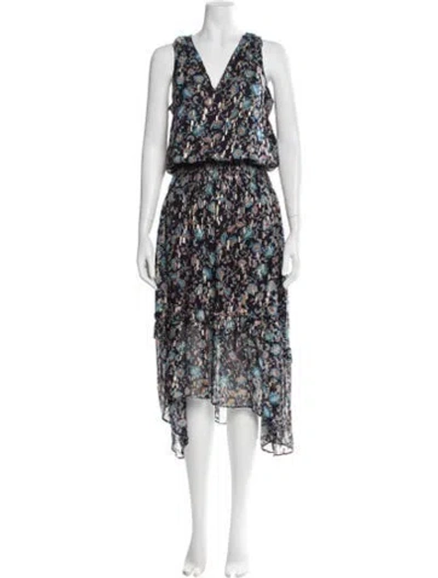 Pre-owned Ramy Brook Floral Print Midi Length Dress In Multi