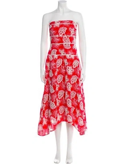 Pre-owned Ramy Brook Floral Print Midi Length Dress In Orange