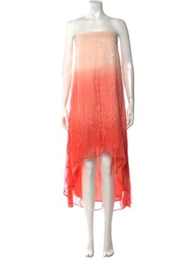 Pre-owned Ramy Brook Floral Print Midi Length Dress In Pink