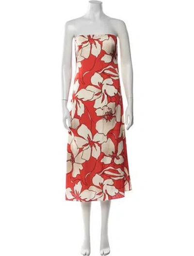 Pre-owned Ramy Brook Floral Print Midi Length Dress In Red