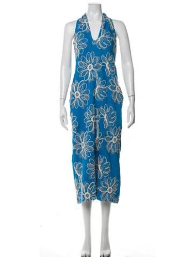 Pre-owned Ramy Brook Floral Print Midi Length Dress W/ Tags In Blue