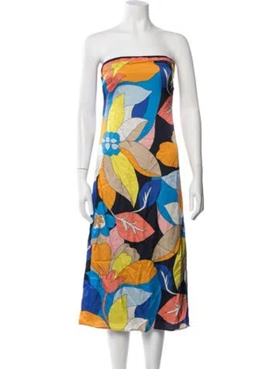 Pre-owned Ramy Brook Floral Print Midi Length Dress W/ Tags In Multicolor