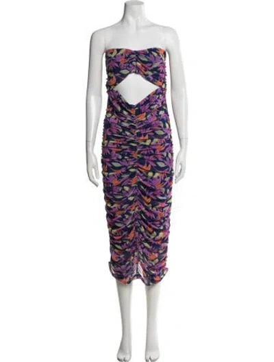 Pre-owned Ramy Brook Floral Print Midi Length Dress W/ Tags In Purple