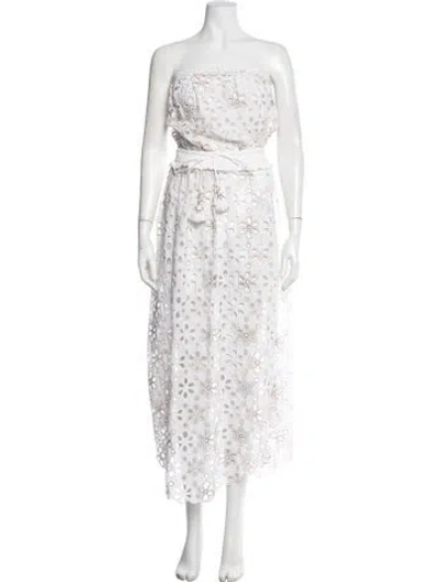 Pre-owned Ramy Brook Floral Print Midi Length Dress In White