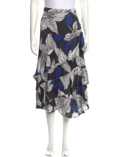 Pre-owned Ramy Brook Floral Print Midi Length Skirt In Black