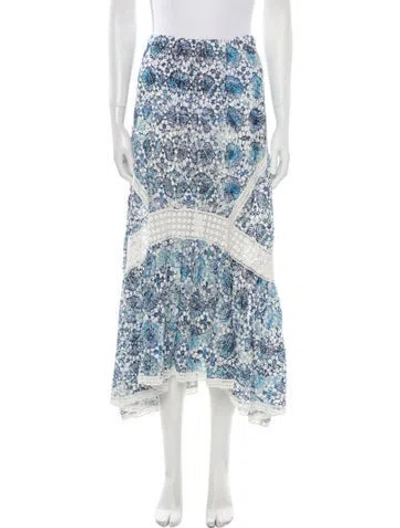 Pre-owned Ramy Brook Floral Print Midi Length Skirt In Blue