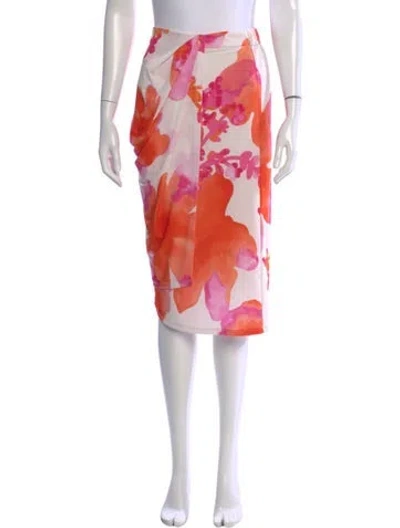 Pre-owned Ramy Brook Floral Print Midi Length Skirt In Orange