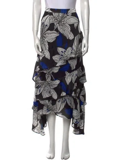 Pre-owned Ramy Brook Floral Print Midi Length Skirt W/ Tags In Blue