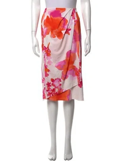 Pre-owned Ramy Brook Floral Print Midi Length Skirt W/ Tags In Orange